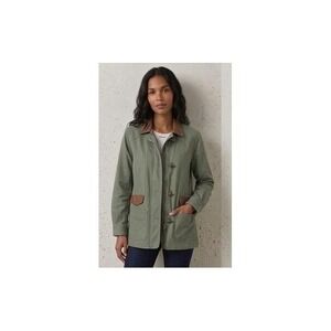 Izod Club Size Medium Women's 100 Cotton Green Barn Jacket Chestnut Accents